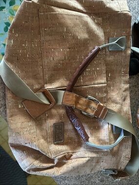 Faye Toogood Cork-Effect Backpack in Tan and Olive